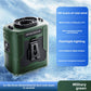 Military green waist fan on ice, charge window, power key and USB C port on the flank