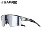 Sports sunglasses paired with cycling helmet