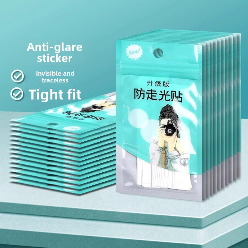 Stacked teal resealable pouches of transparent anti-exposure clothing fashion tape strips, upgraded version