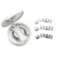 Pair of magnetic false eyelashes resting in the round compact case