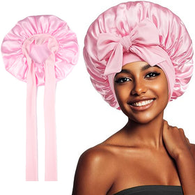 Adjustable Satin Sleep Cap with Elastic Straps