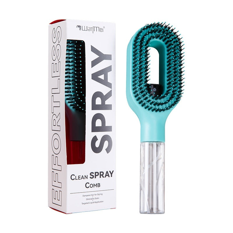 Top down view of the vented oval brush head and open center of the spray comb