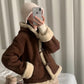 Thickened Hooded Horn Button Fur Outwear