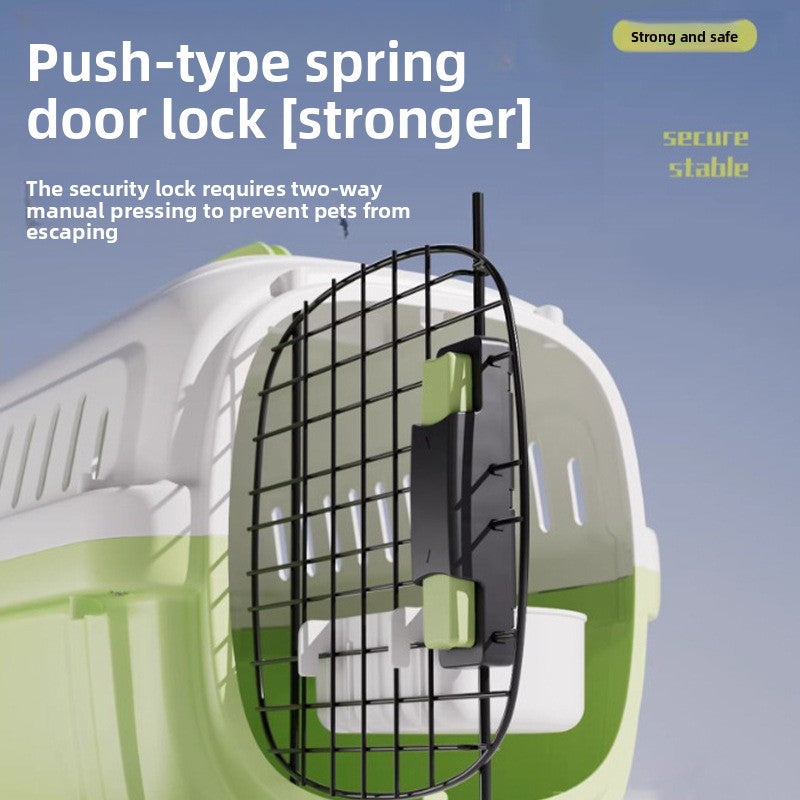 Side view of the hard shell pet crate showing moulded slot vents along the wall