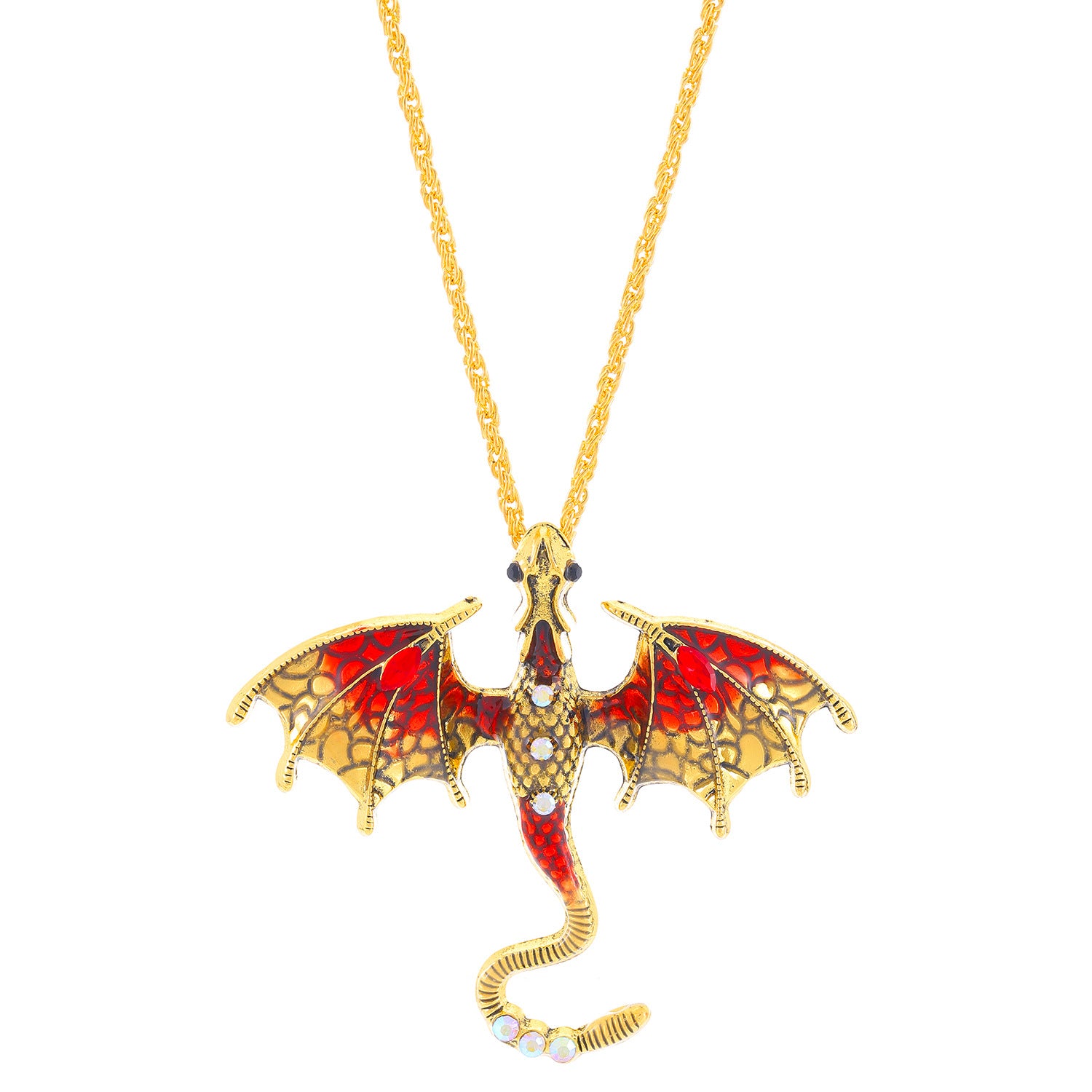 Detail of the dragon pendant finish, coiled body lines and clasp