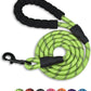 Padded foam handle loop and moulded collar of the reflective braided rope dog leash