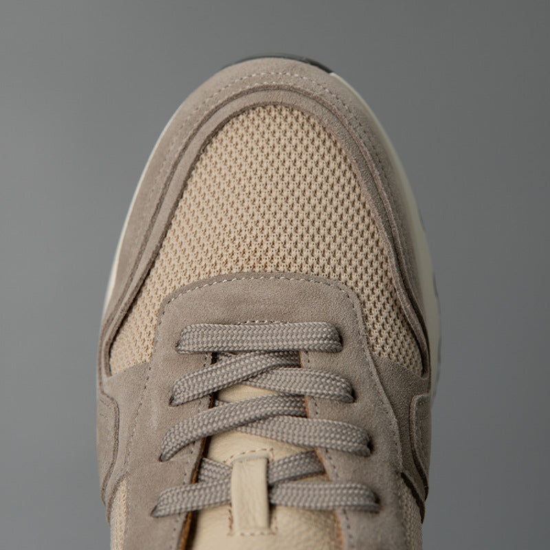 Side angle of leather shoe with stitched welt and thick sole