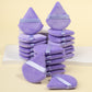 Makeup sponge and powder puff set with foam blenders and velvet puffs in matching tones