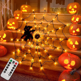 Halloween Spider Web LED Net Light with Remote