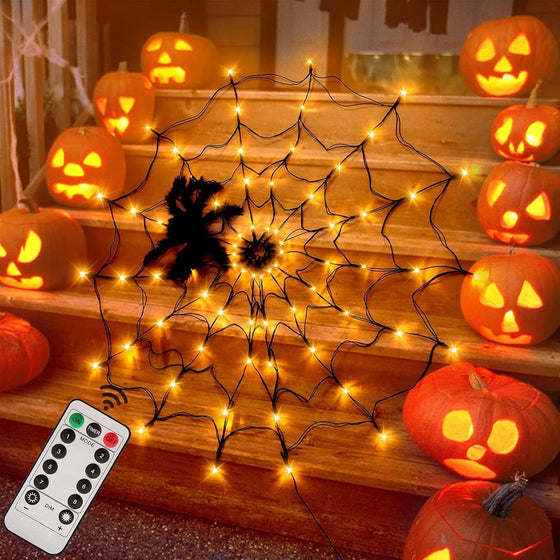 Halloween Spider Web LED Net Light with Remote