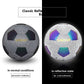Size 5 silver grey reflective football in normal conditions and in the reflective state under light