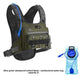Chest pack with the drinking tube clip attached to the front strap