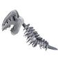 Gray plush dinosaur skeleton costume hood and jointed spine tail displayed alone on a plain white background