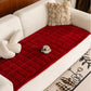 Sweet Serene Red quilted plush sofa cover on a sofa, 90 x 240 cm