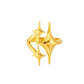 Single gold star cluster ring on white showing the open split band