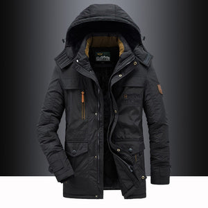 Black fleece lined hooded parka shown open to reveal the plush fleece lining, front view