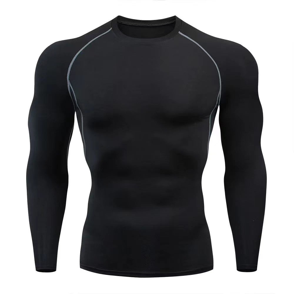 Black long sleeve compression shirt, gray stitching, variant photo for size XXL