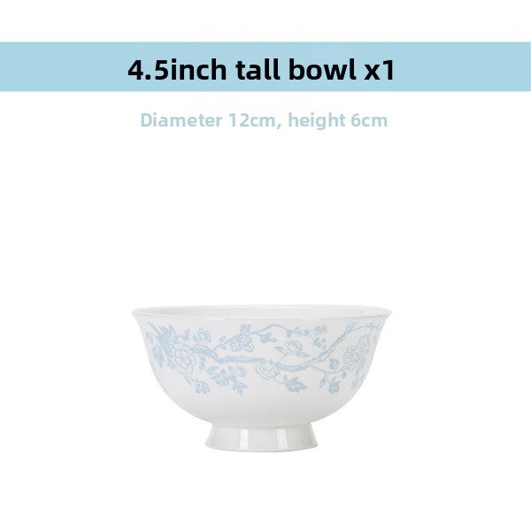 4.5 inch tall porcelain bowl with a blue plum blossom pattern