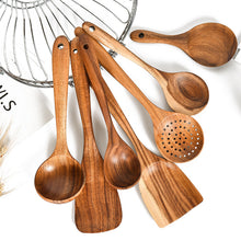 Teak Wood Seven-Piece Kitchen Utensil Set