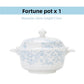 Large lidded porcelain wealth pot with a blue plum blossom pattern