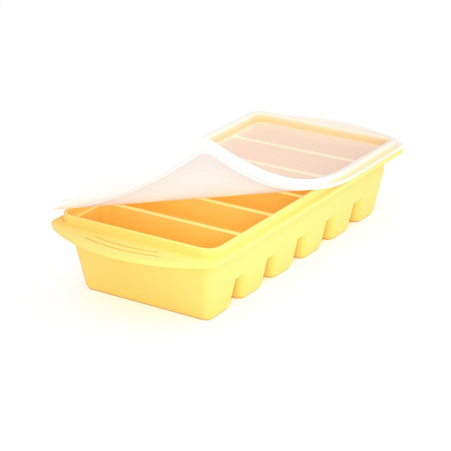 Flexible platinum silicone ice cube tray with round wells for the home freezer
