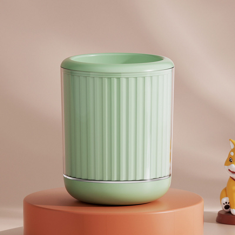 Green plain pet paw wash cup in the basic style without a paw graphic, small size, on a pedestal