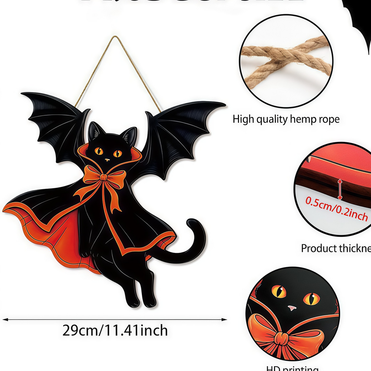 Flat printed wooden Halloween hanging plaque, decorative door and wall sign from the pumpkin castle series