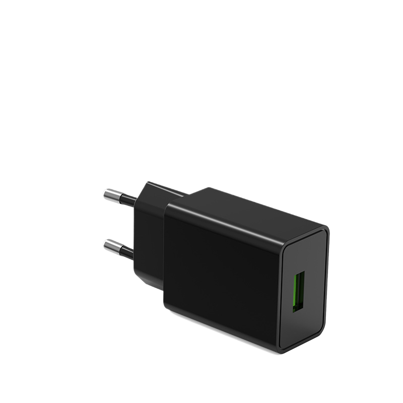 10W USB wall charger in black and white finishes shown together
