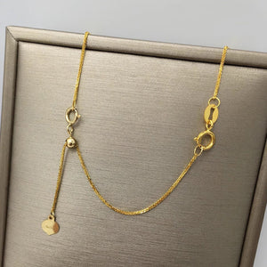 Adjustable 18K Gold Extension Chain | side profile angle shot