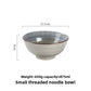 Tokusa stripe ceramic noodle bowl set for a meal with chopsticks alongside