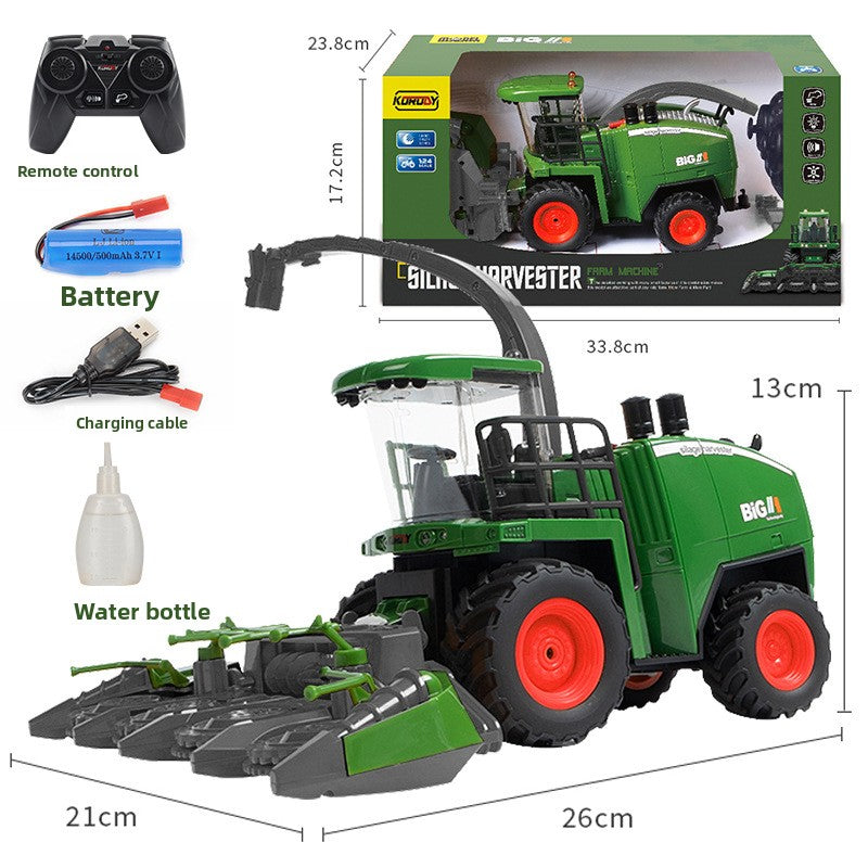 Green toy harvester with folding spout from the 1:24 remote control farm set