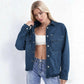 Blue washed denim shirt with chest pockets and button front, size S variant image