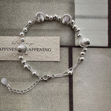 Womens S925 Sterling Silver Brushed Bead Bracelet