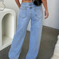 High-Waisted Wide-Leg Denim Jeans