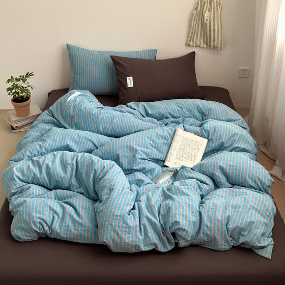 Pure Cotton Washed Yarn-Dyed Striped Bedding Set