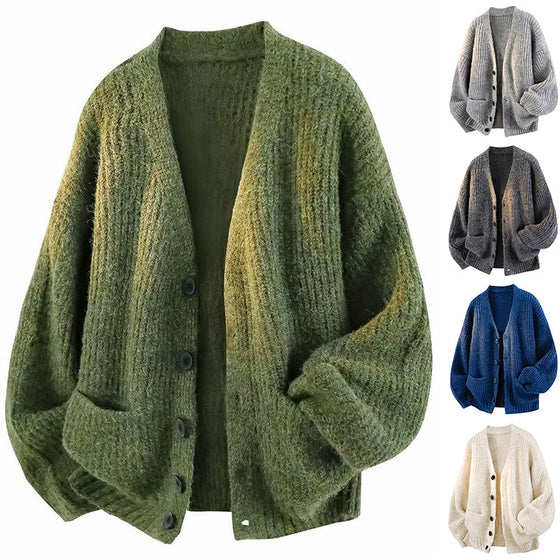 Men's V-neck knitted cardigan sweater