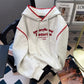 Mens Embroidered Letter Color Block Hoodie