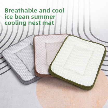 Quilted ice-silk pet cooling mat for dogs and cats shown flat from the front