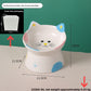 Blue eared kitten ceramic raised bowl with whiskers and a paw print, 11.5 by 11.5 cm and 10 cm high