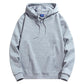 Linen gray heavyweight pullover hoodie with drawstring hood and kangaroo pocket, front view, size XXXXL option