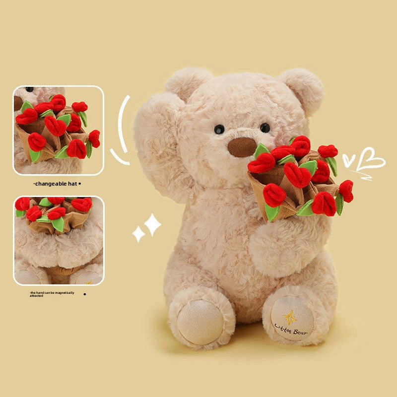Plush teddy bear in 25cm and 38cm sizes shown side by side for scale