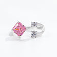 Yj1892001 pink stone sugar cube, 925 silver