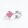 Yj1892001 pink stone sugar cube, 925 silver