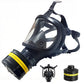 Full face respirator fitted with the yellow band No. 7 acid gas type canister and detail insets