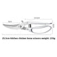 Curved poultry shears about 255 mm long with nutcracker jaws and fish scaling teeth on the handle