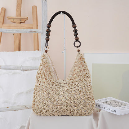 Woven Straw Shoulder Bag, Everyday Bag for Busy Day, Simple Errand, daily routine with Practical Value, Cleaner Use, and E...