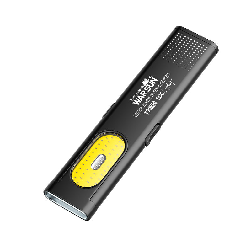 Warsun EDC flashlight with red and blue warning flash used near machinery