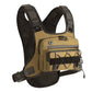 Bungee laced front pocket detail on the chest pack for quick access items