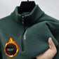 Green waffle knit half zip sweater with stand collar and fleece lining, size L option
