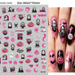 Self adhesive Halloween nail art stickers with pumpkin, skull and ghost designs